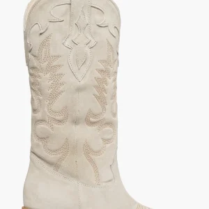 Stivali camoscio beige con ricamo 1296