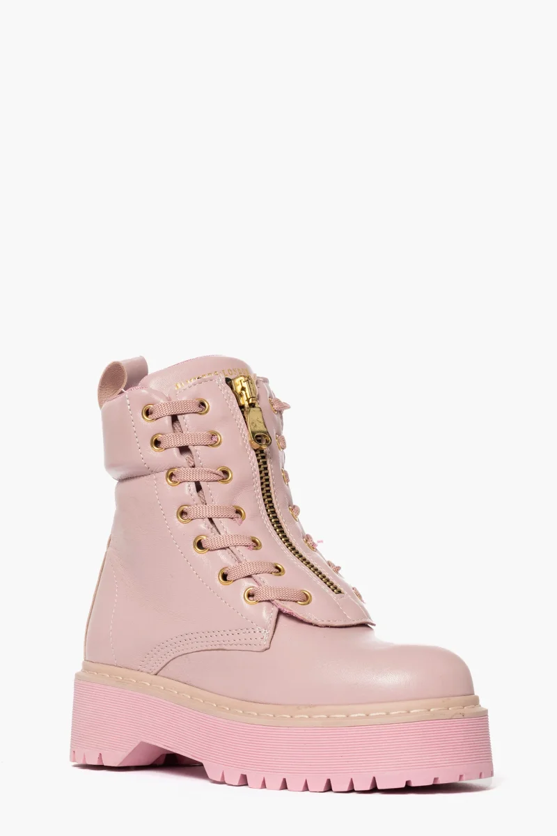 Stivaletti Total Oxford 74 lacci e zip pelle rosa confetto - immagine 3