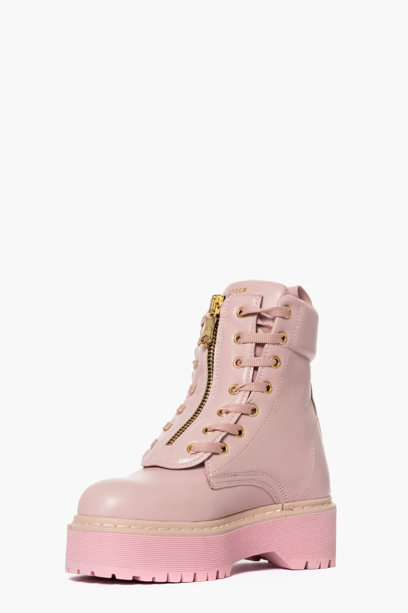 Stivaletti Total Oxford 74 lacci e zip pelle rosa confetto - immagine 4