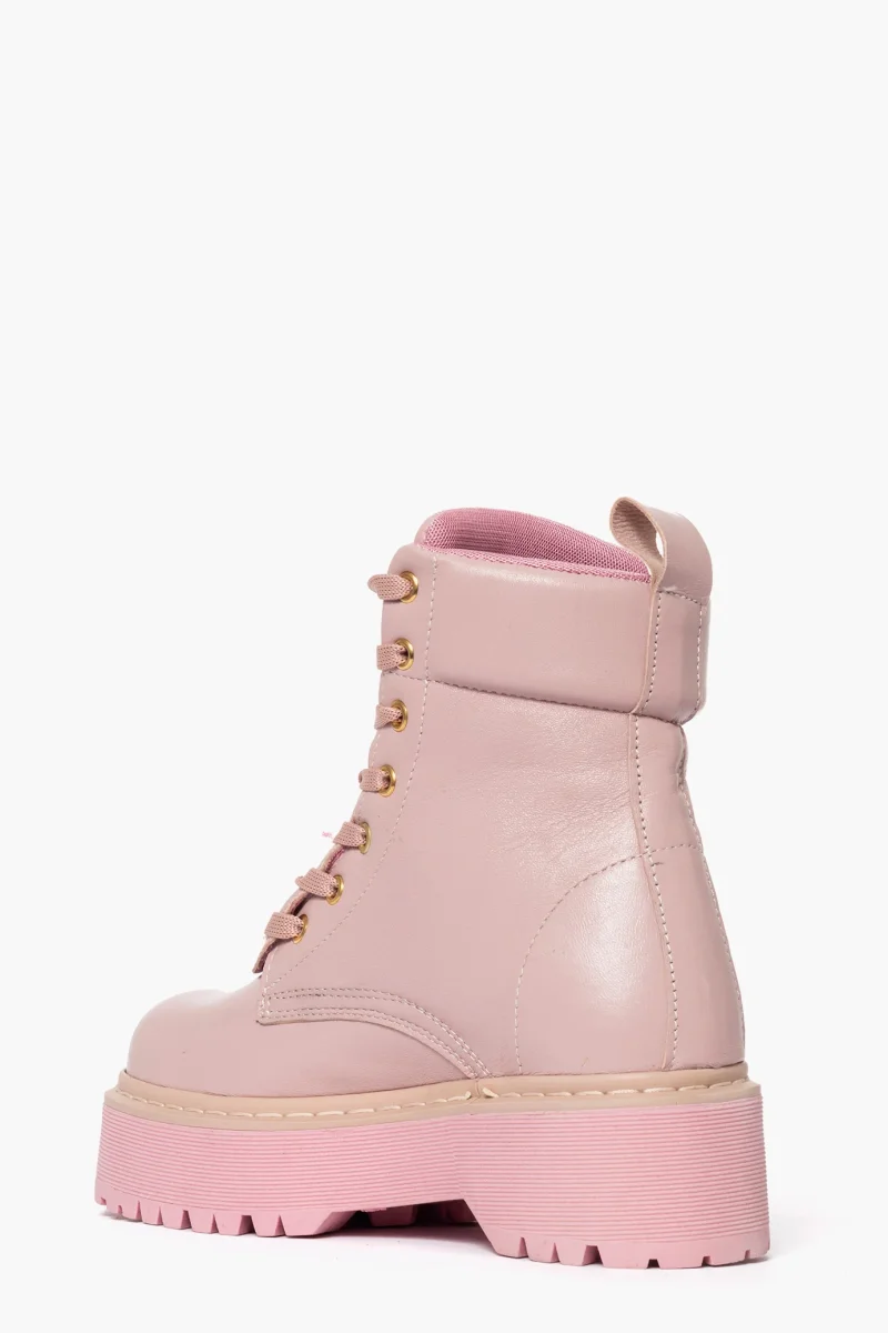 Stivaletti Total Oxford 74 lacci e zip pelle rosa confetto - immagine 5