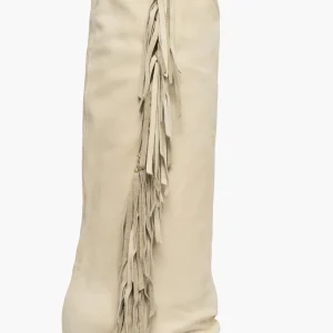 Stivale Angel 14 nabuk beige con frange