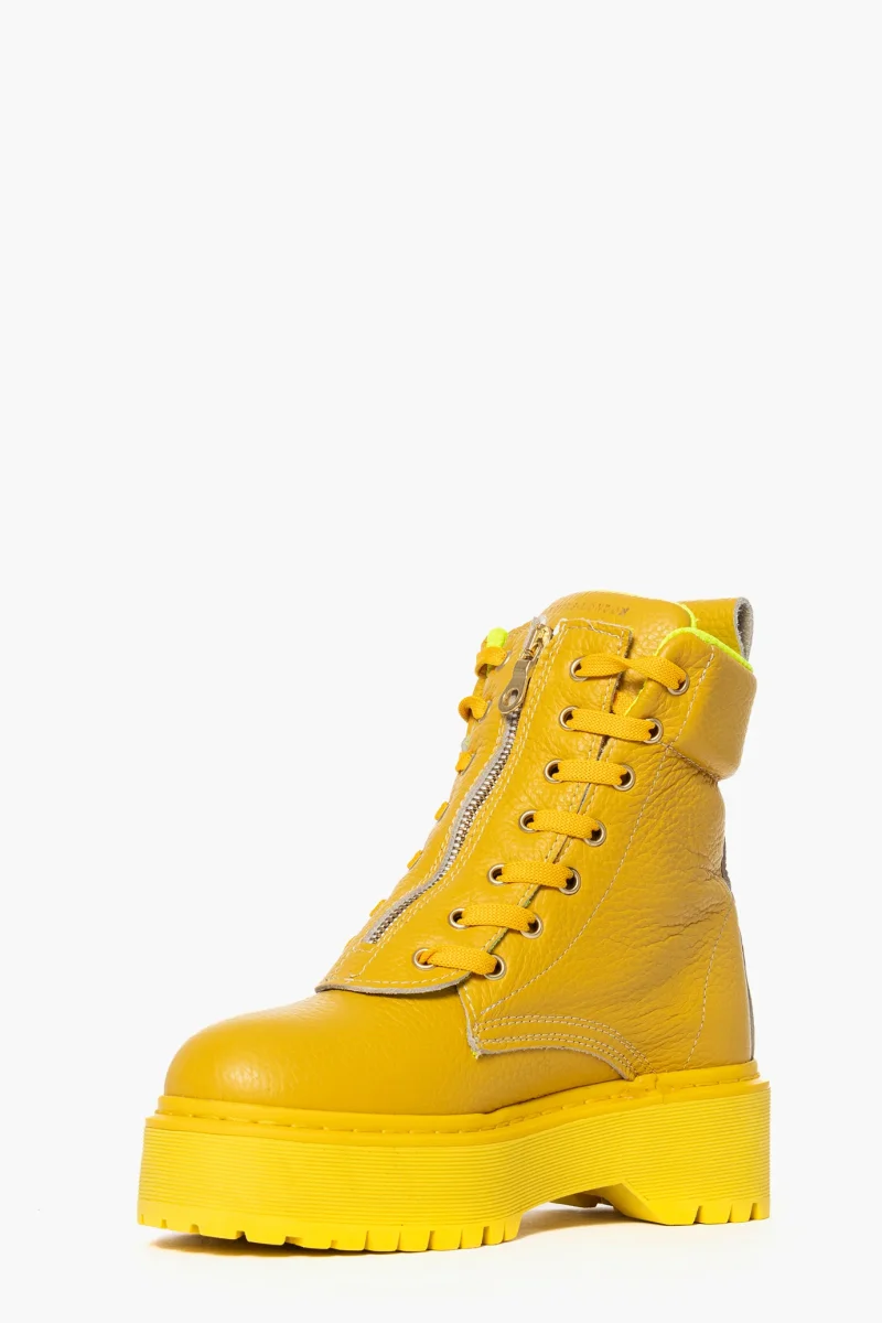 Stivaletti Total Oxford 74 lacci e zip pelle giallo Jammers London - immagine 4