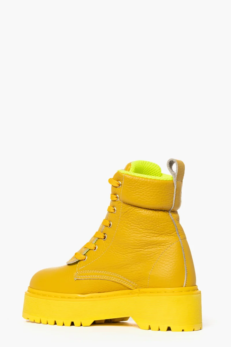 Stivaletti Total Oxford 74 lacci e zip pelle giallo Jammers London - immagine 5
