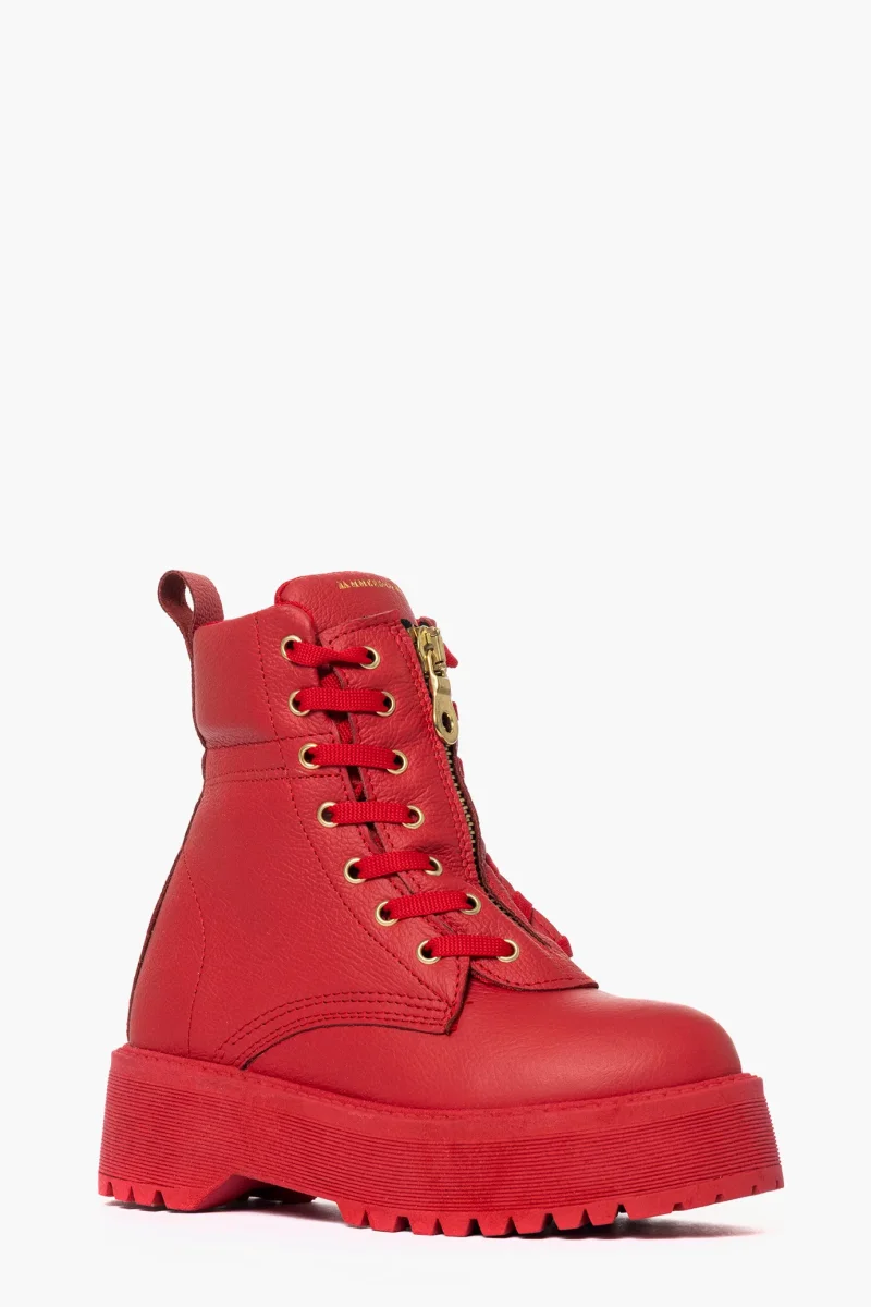 Stivaletti Total Oxford 74 lacci e zip pelle rosso Jammers London - immagine 3