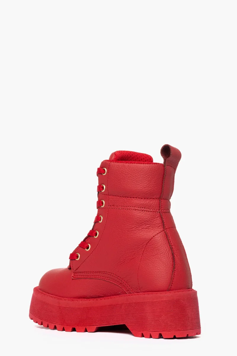 Stivaletti Total Oxford 74 lacci e zip pelle rosso Jammers London - immagine 5