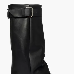 Stivale  pelle nero con risvolto e fibbia Valentina