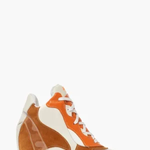 Sneakers Upp Code 2 pelle e camoscio arancio