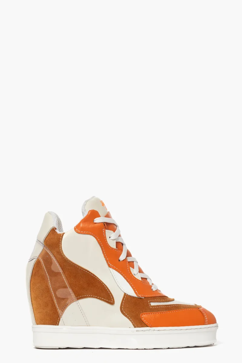 Sneakers Upp Code 2 pelle e camoscio arancio