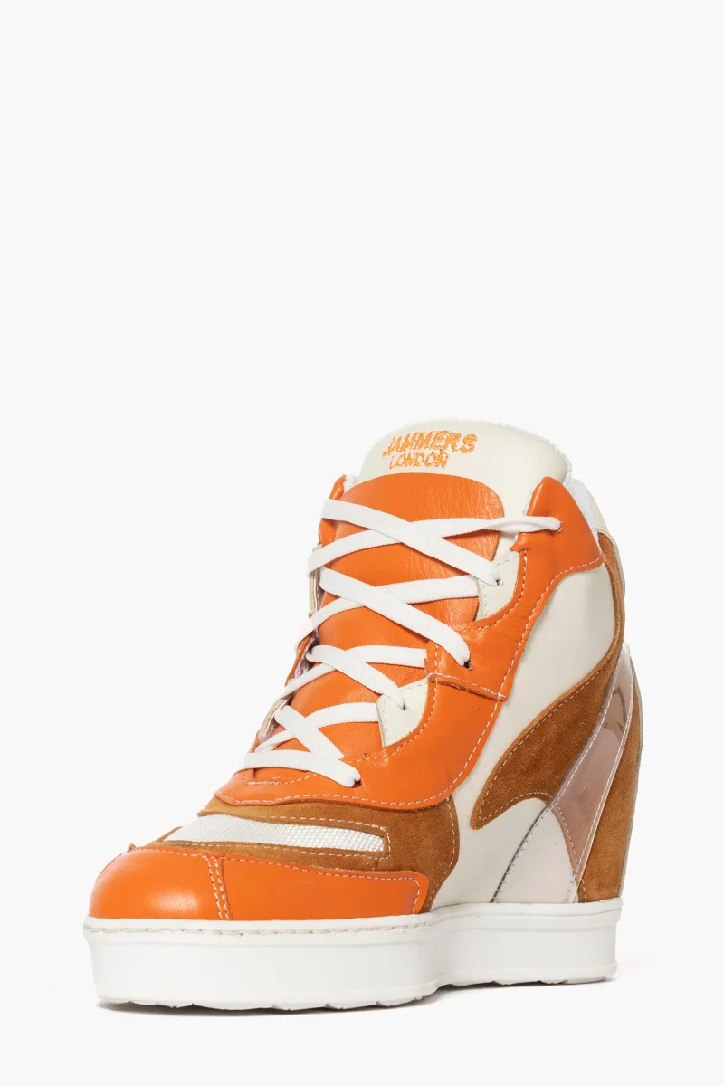 Sneakers Upp Code 2 pelle e camoscio arancio - immagine 4