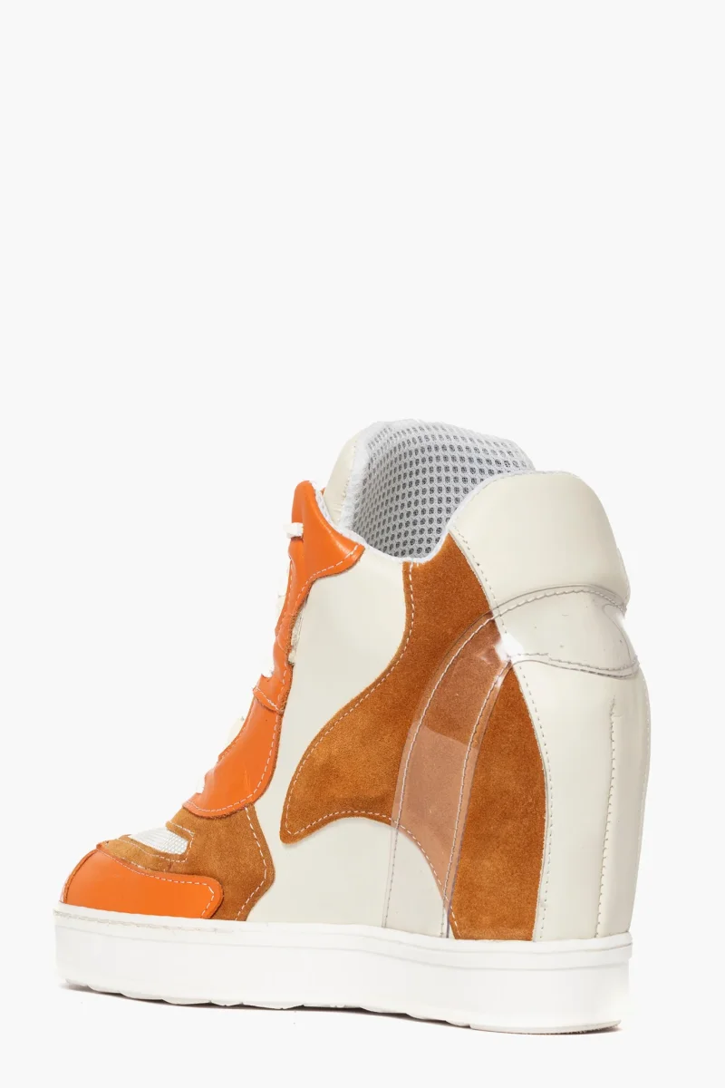 Sneakers Upp Code 2 pelle e camoscio arancio - immagine 5