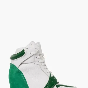 Sneakers con rialzo pelle bianco e camoscio verde Upp Code