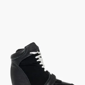 Sneakers con rialzo pelle nero e camoscio nero Upp Code