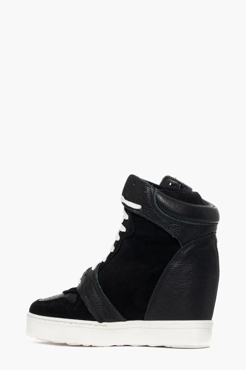 Sneakers con rialzo pelle nero e camoscio nero Upp Code - immagine 5
