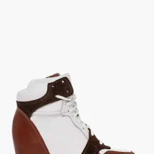 Sneakers con rialzo pelle bianco e pelle marrone Upp Code