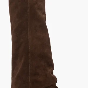 Stivale camoscio marrone con rialzo e risvolto Cannes