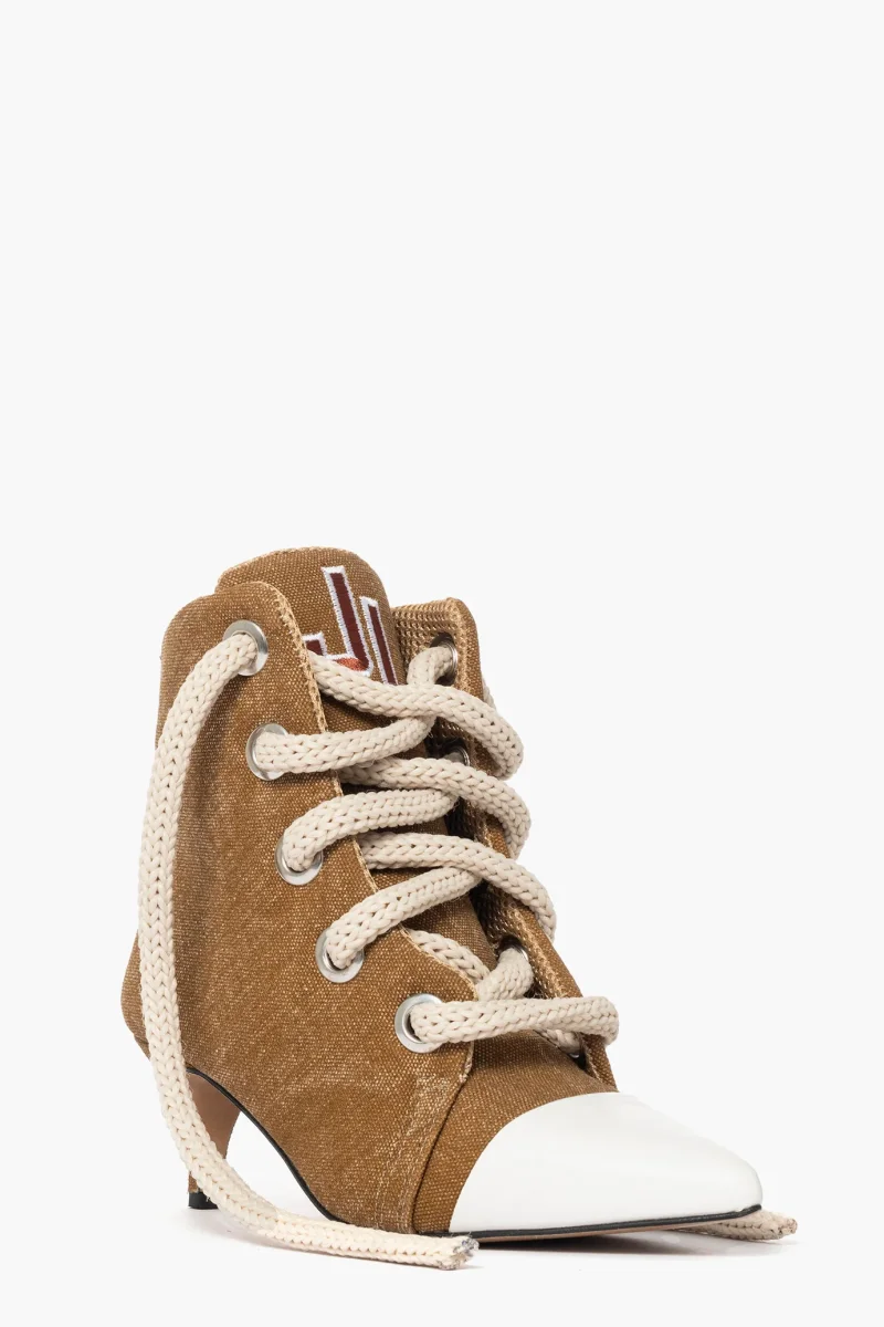 Stivaletti denim cuoio con lacci College - immagine 3