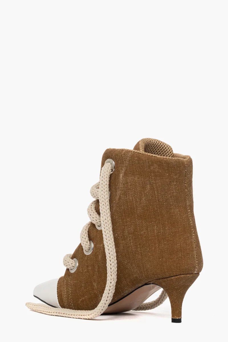 Stivaletti denim cuoio con lacci College - immagine 5