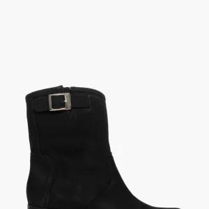 Stivaletti nabuk nero con fibbia 2889