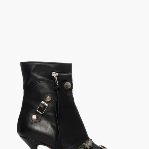 Stivaletti pelle nero con borchie e zip 2941