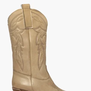 Stivali Irene Mers pelle beige con ricamo