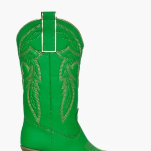 Stivali Irene Mers pelle verde prato con ricamo