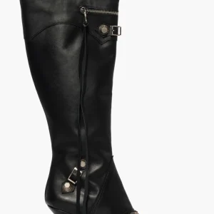 Stivali pelle nero 2940 borchie e zip