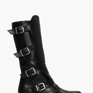 Stivali pelle nero con fibbie Ibz82