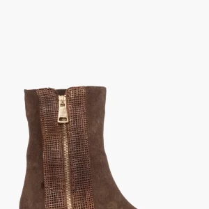 Stivaletti Tex11 camoscio cioccolato e rete marrone