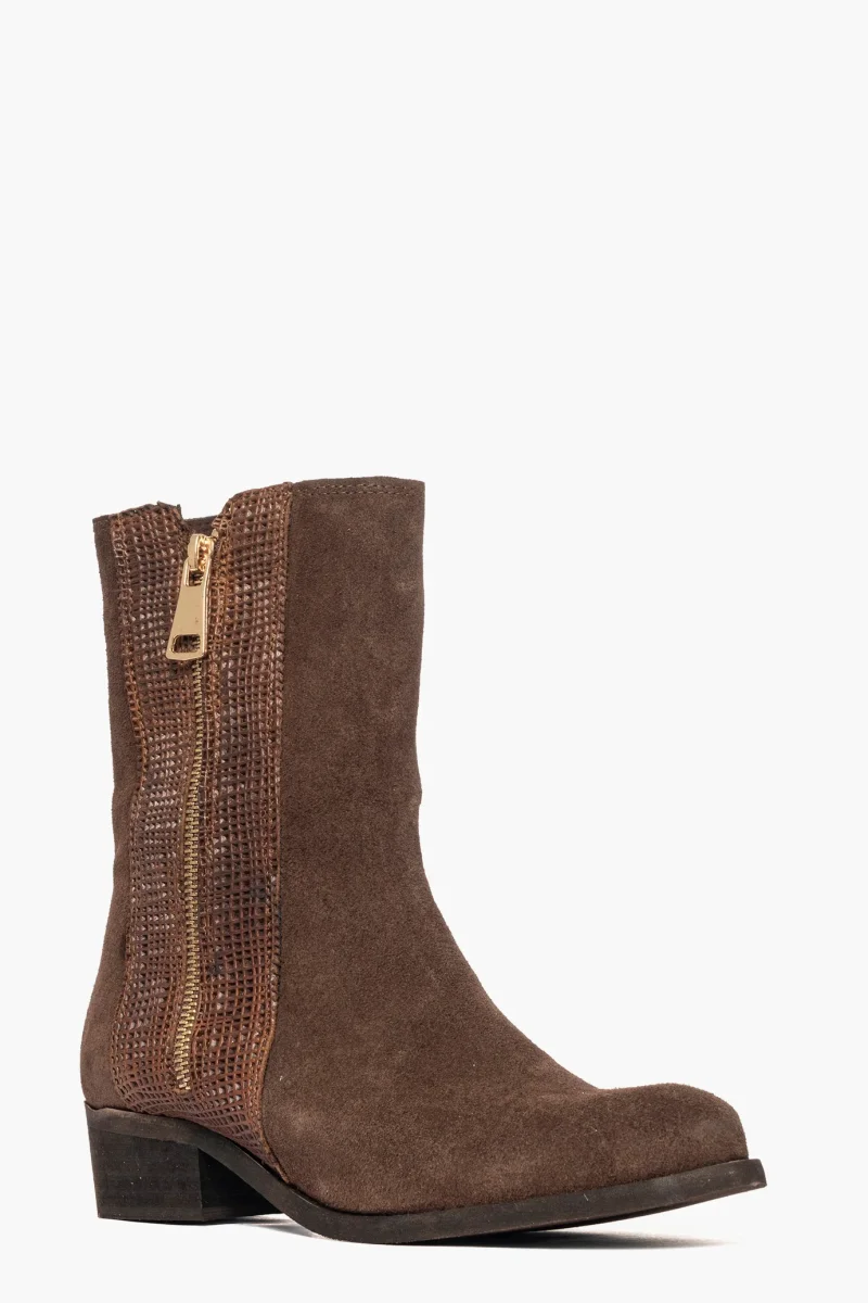 Stivaletti Tex11 camoscio cioccolato e rete marrone - immagine 3