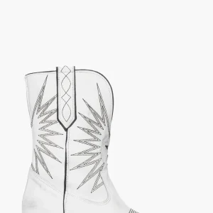 Stivaletti Oldwest 92 pelle bianco e ricamo nero