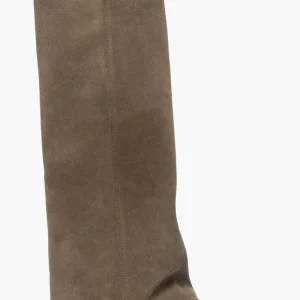 Stivale con risvolto e rialzo camoscio verde militare Roma 2025