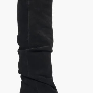 Stivali sopra al ginocchio camoscio nero rialzo interno Londra 4