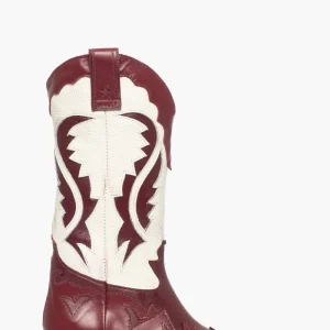 Stivali Oldwest 1 pelle bordeaux e panna