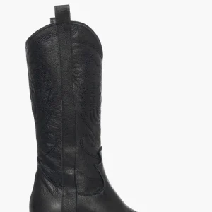 Stivali Oldwest 6 pelle nero con ricamo
