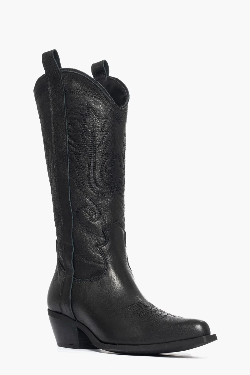 Stivali Oldwest 6 pelle nero con ricamo - immagine 3