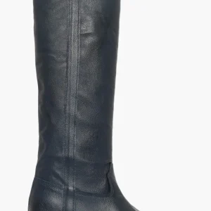 Stivale sotto al ginocchio con rialzo pelle bottalata blu Roma 2