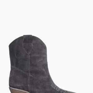 Stivaletti Irene 53 camoscio grigio con ricamo