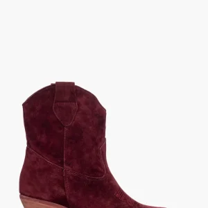 Stivaletti Irene 53 camoscio bordeaux con ricamo