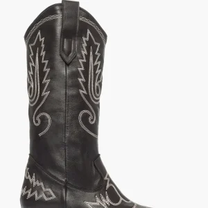 Stivali Oldwest 75 pelle testa di moro con ricamo