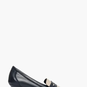 Décolleté 2532 pelle blu e beige tacco 6