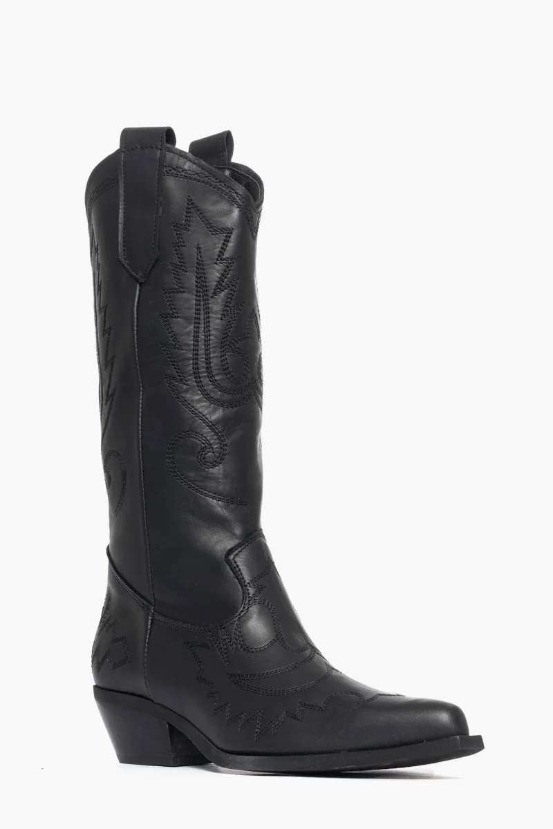 Stivali Oldwest 75 pelle nero con ricamo nero - immagine 3