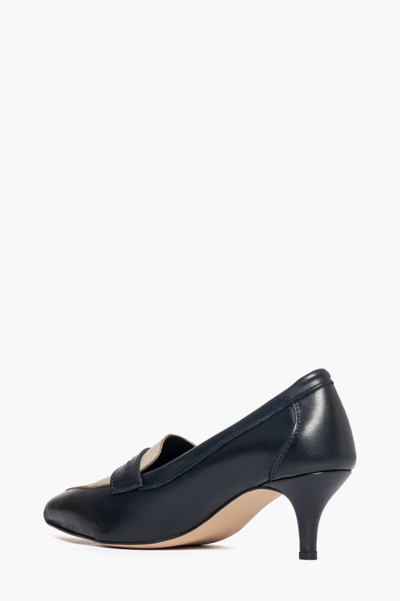 Décolleté 2532 pelle blu e beige tacco 6 - immagine 5