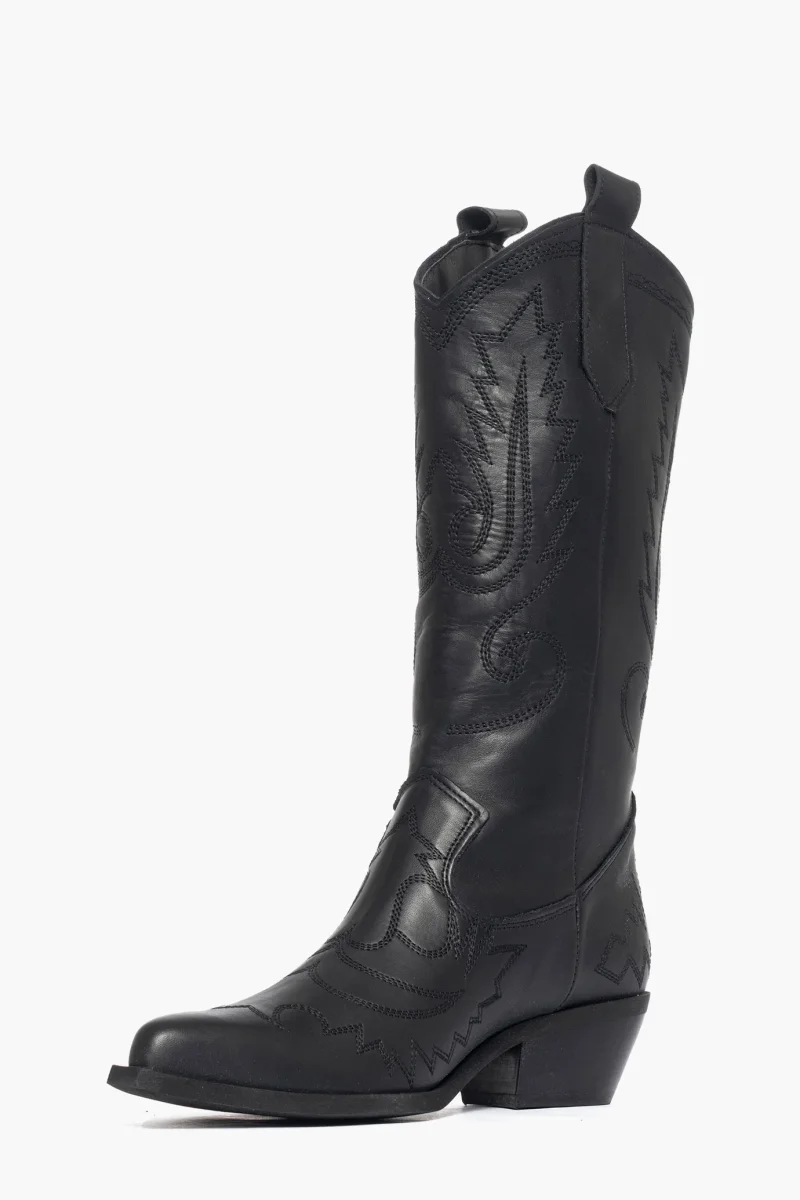 Stivali Oldwest 75 pelle nero con ricamo nero - immagine 4