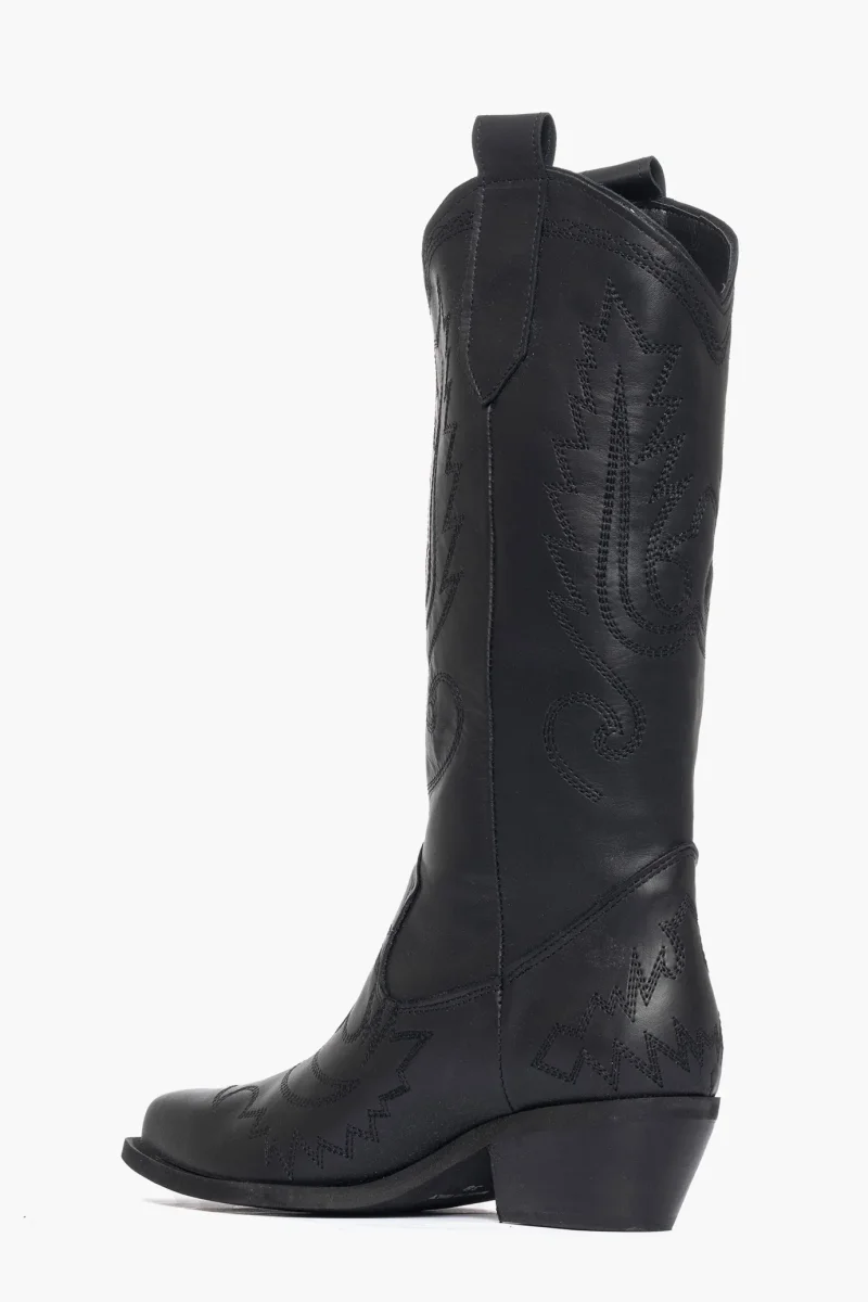 Stivali Oldwest 75 pelle nero con ricamo nero - immagine 5