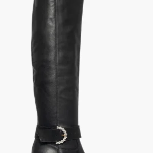 Stivali pelle nero sopra al ginocchio con cintura Irene 55 Lux