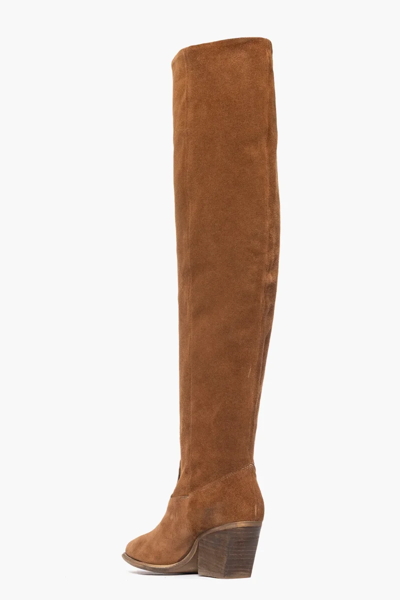Stivale sopra al ginocchio camoscio cuoio Irene 100 - immagine 5