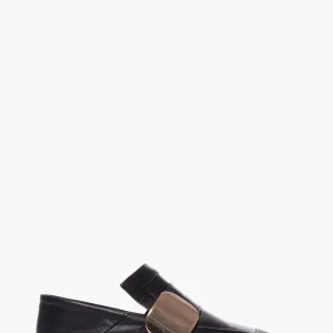 Francesine pelle nero placca oro Nali