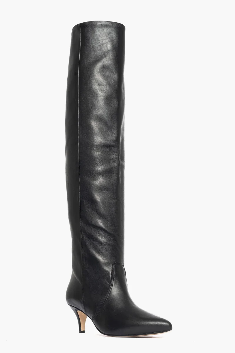 Stivali sopra al ginocchio pelle nero Agua 100 - immagine 6