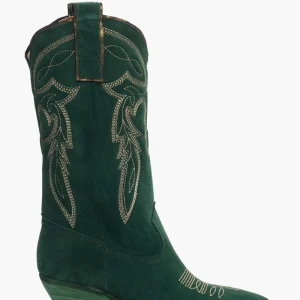 Stivali Irene Mers camoscio verde con ricamo