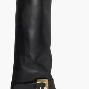 Stivali pelle nero rialzo interno con fibbia oro Londra 11